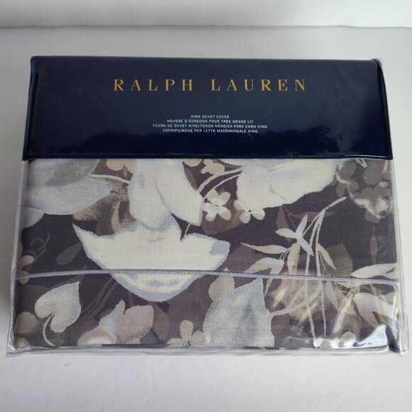 Ralph Lauren Avery Charcoal Heather Floral KING Duvet Cover - Picture 1 of 6